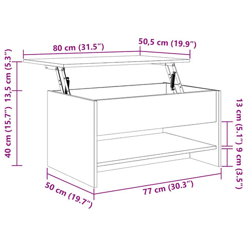 vidaXL Coffee Table Sonoma Oak 80x50x40 cm Engineered Wood