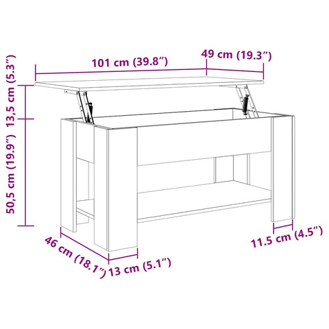 vidaXL Coffee Table Black 101x49x52 cm Engineered Wood