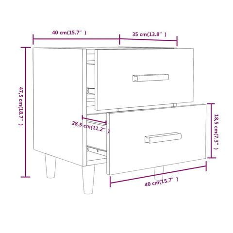 vidaXL Bed Cabinets 2 pcs Concrete Grey 40x35x47.5 cm