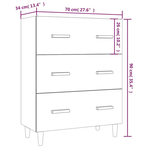 vidaXL Sideboard High Gloss White 70x34x90 cm Engineered Wood