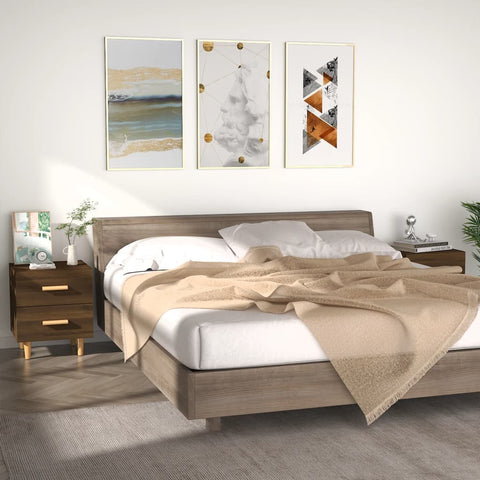 vidaXL Bed Cabinets 2 pcs Brown Oak 40x35x47.5 cm