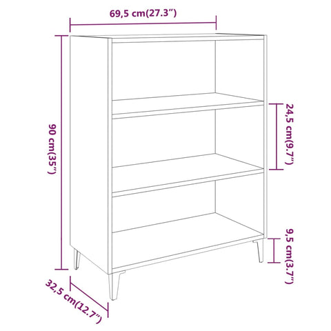 vidaXL Sideboard Grey Sonoma 69.5x32.5x90 cm Engineered Wood