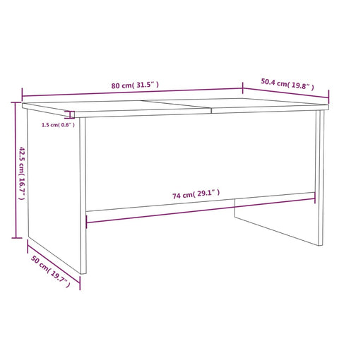 vidaXL Coffee Table Smoked Oak 80x50x42.5 cm Engineered Wood