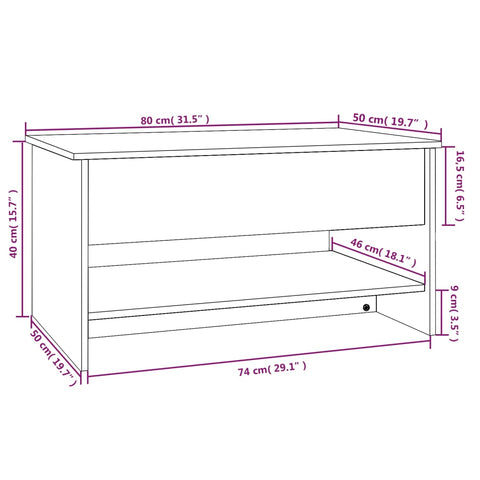 vidaXL Coffee Table Smoked Oak 80x50x40 cm Engineered Wood