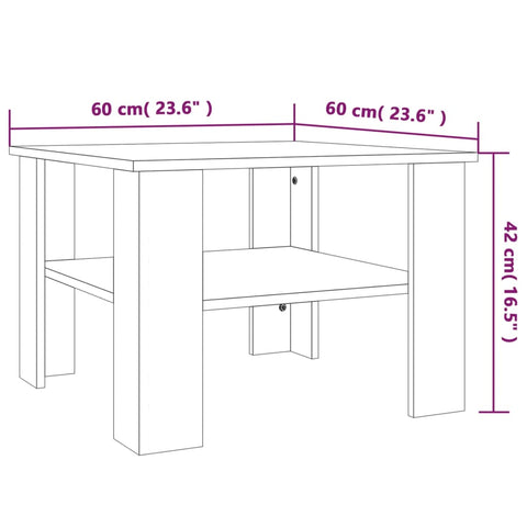 vidaXL Coffee Table Smoked Oak 60x60x42 cm Engineered Wood