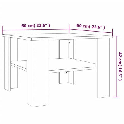 vidaXL Coffee Table Brown Oak 60x60x42 cm Engineered Wood