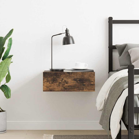 vidaXL Floating Nightstand Smoked Oak 40x30x15 cm Engineered Wood