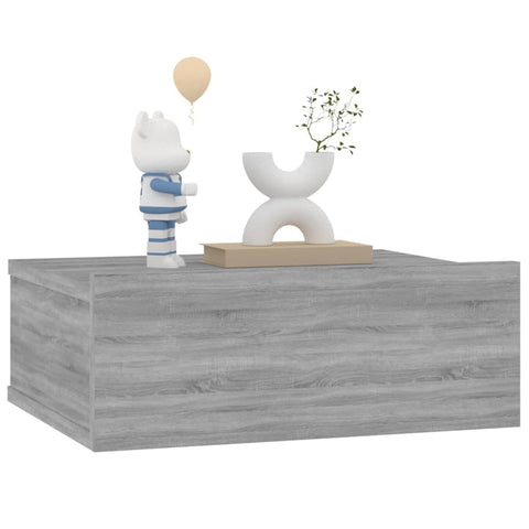 vidaXL Floating Nightstand Grey Sonoma 40x30x15 cm Engineered Wood