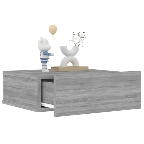 vidaXL Floating Nightstand Grey Sonoma 40x30x15 cm Engineered Wood