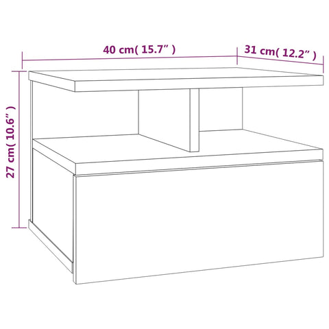 vidaXL Floating Nightstand Grey Sonoma 40x31x27 cm Engineered Wood