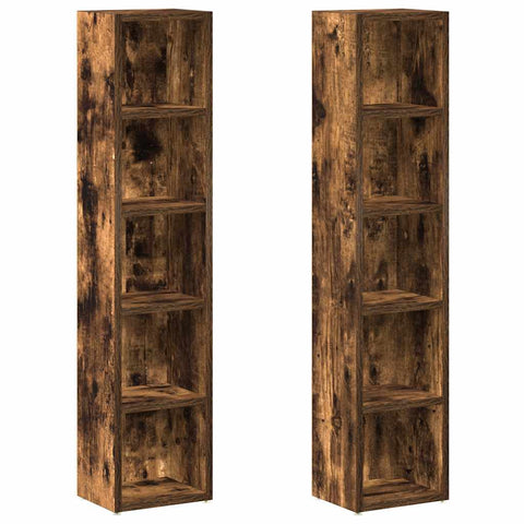 vidaXL CD Cabinets 2 pcs Smoked Oak 21x16x93.5 cm Engineered Wood