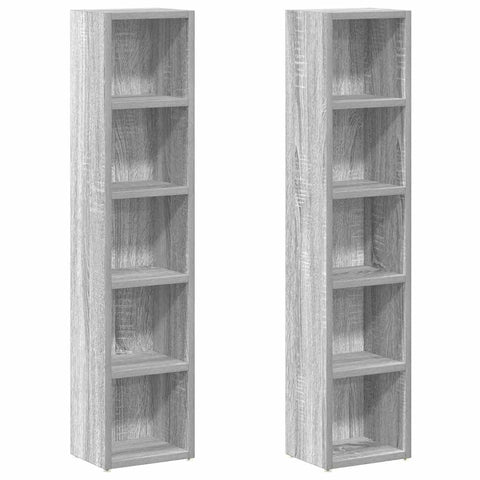 vidaXL CD Cabinets 2 pcs Grey Sonoma 21x16x93.5 cm Engineered Wood