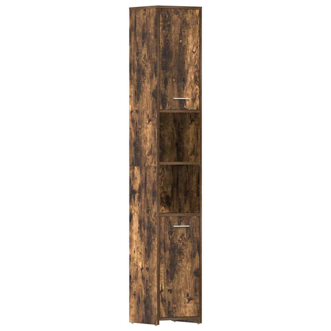 vidaXL Bathroom Cabinet Smoked Oak 30x30x183.5 cm Engineered Wood