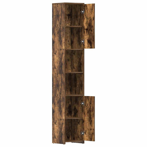 vidaXL Bathroom Cabinet Smoked Oak 30x30x183.5 cm Engineered Wood