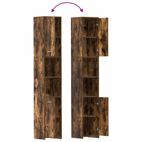 vidaXL Bathroom Cabinet Smoked Oak 30x30x183.5 cm Engineered Wood