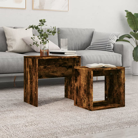 vidaXL Nesting Coffee Tables 2 pcs Smoked Oak Engineered Wood