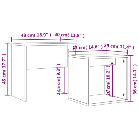 vidaXL Nesting Coffee Tables 2 pcs Grey Sonoma Engineered Wood