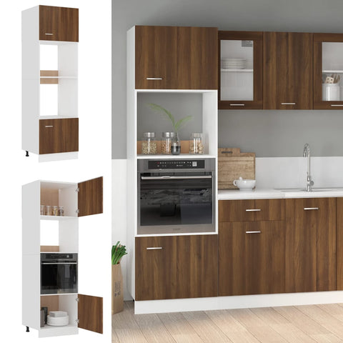 vidaXL Microwave Cabinet Lyon Brown Oak 60x57x207 cm Engineered Wood
