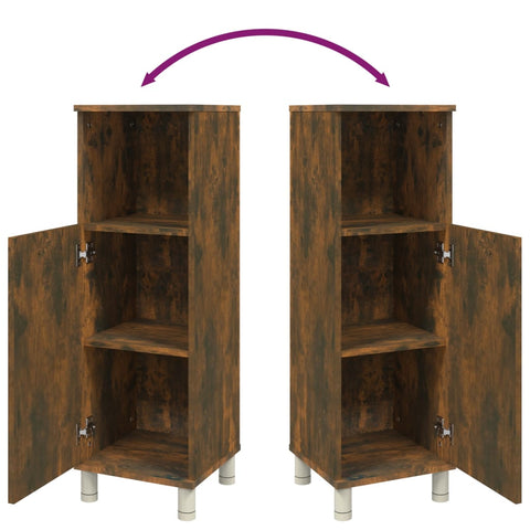 vidaXL Bathroom Cabinet Smoked Oak 30x30x95 cm Engineered Wood
