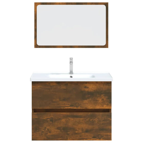 vidaXL 2 Piece Bathroom Furniture Set Smoked Oak Engineered Wood