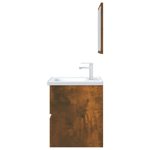 vidaXL 2 Piece Bathroom Furniture Set Smoked Oak Engineered Wood