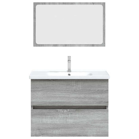 vidaXL 2 Piece Bathroom Furniture Set Grey Sonoma Engineered Wood