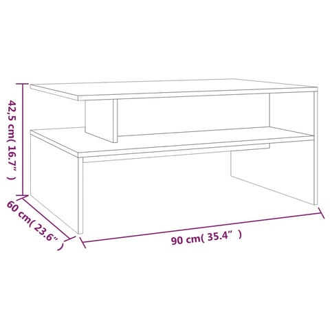vidaXL Coffee Table Smoked Oak 90x60x42,5 cm Engineered Wood