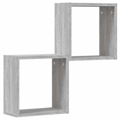 vidaXL Wall Cube Shelves 2 pcs Grey Sonoma 30x15x30 cm