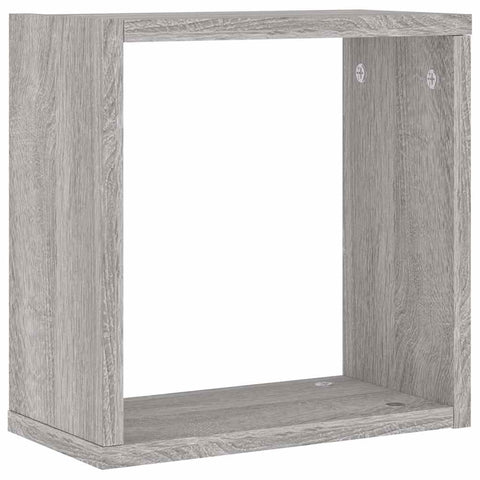 vidaXL Wall Cube Shelves 2 pcs Grey Sonoma 30x15x30 cm