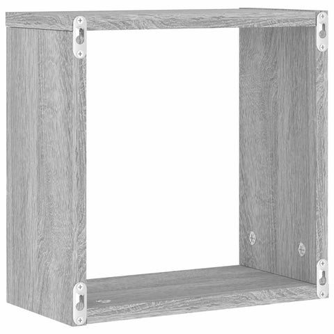vidaXL Wall Cube Shelves 2 pcs Grey Sonoma 30x15x30 cm