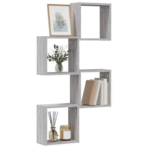 vidaXL Wall Cube Shelves 4 pcs Grey Sonoma 30x15x30 cm