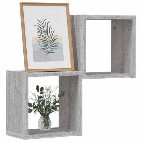 vidaXL Wall Shelves 2 pcs Grey 26 x 15 x 26 cm Engineered wood