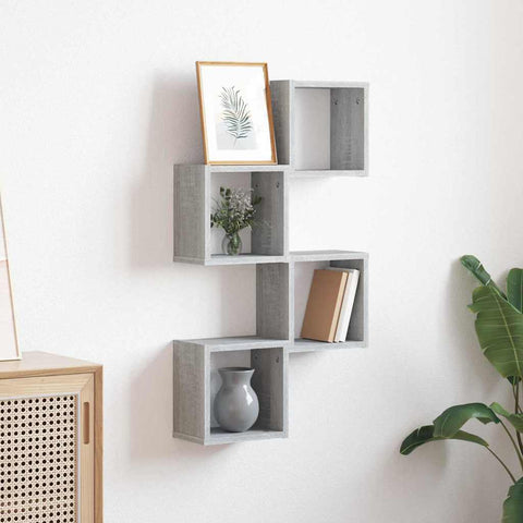 vidaXL Wall Shelves 4 pcs Grey 26 x 15 x 26 cm Engineered wood