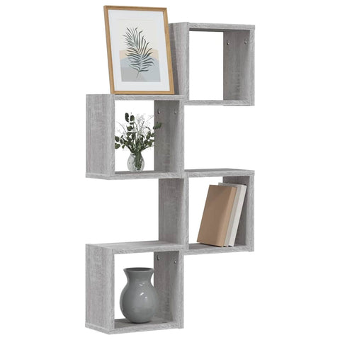 vidaXL Wall Shelves 4 pcs Grey 26 x 15 x 26 cm Engineered wood