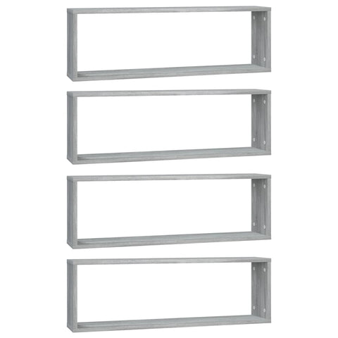 vidaXL Wall Cube Shelves 4 pcs Grey Sonoma 80x15x26.5 cm Engineered Wood