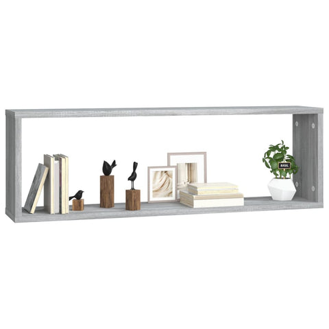vidaXL Wall Cube Shelves 4 pcs Grey Sonoma 80x15x26.5 cm Engineered Wood
