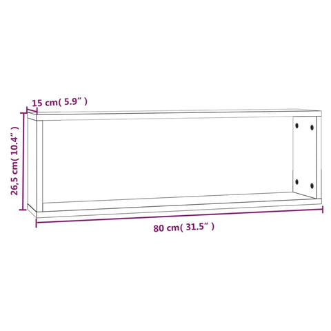 vidaXL Wall Cube Shelves 4 pcs Grey Sonoma 80x15x26.5 cm Engineered Wood