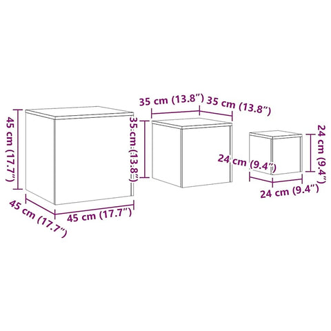 vidaXL Side Tables 3 pcs Grey Sonoma Engineered Wood