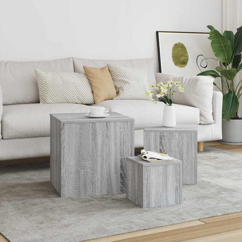 vidaXL Side Tables 3 pcs Grey Sonoma Engineered Wood