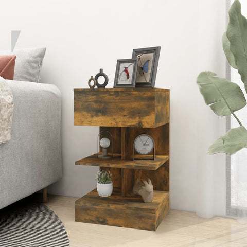 vidaXL Bedside Cabinet Smoked Oak 40x35x65 cm Engineered Wood