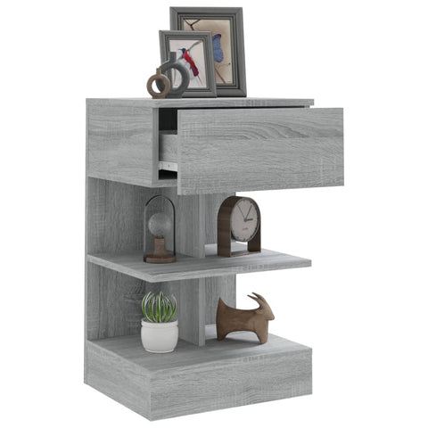 vidaXL Bedside Cabinet Grey Sonoma 40x35x65 cm Engineered Wood