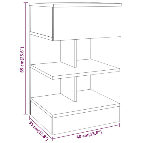 vidaXL Bedside Cabinet Grey Sonoma 40x35x65 cm Engineered Wood