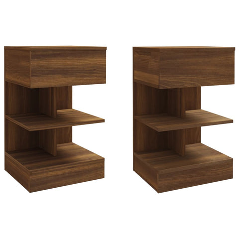 vidaXL Bedside Cabinets 2 pcs Brown Oak 40x35x65 cm Engineered Wood