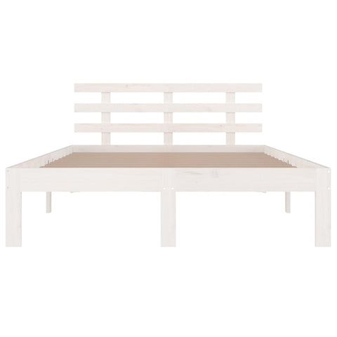 vidaXL Bed Frame without Mattress White Solid Wood 150x200 cm King Size King Size