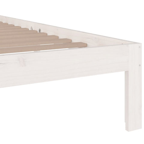 vidaXL Bed Frame without Mattress White Solid Wood 150x200 cm King Size King Size