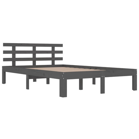 vidaXL Bed Frame without Mattress Grey Solid Wood 150x200 cm King Size King Size