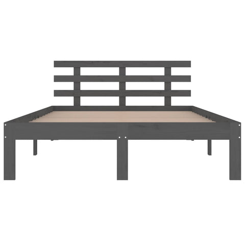 vidaXL Bed Frame without Mattress Grey Solid Wood 150x200 cm King Size King Size
