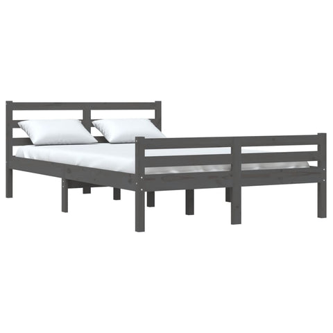 vidaXL Bed Frame without Mattress Grey Solid Wood 150x200 cm King Size King Size