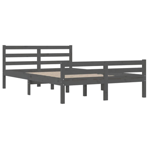 vidaXL Bed Frame without Mattress Grey Solid Wood 150x200 cm King Size King Size