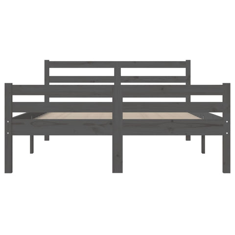 vidaXL Bed Frame without Mattress Grey Solid Wood 150x200 cm King Size King Size